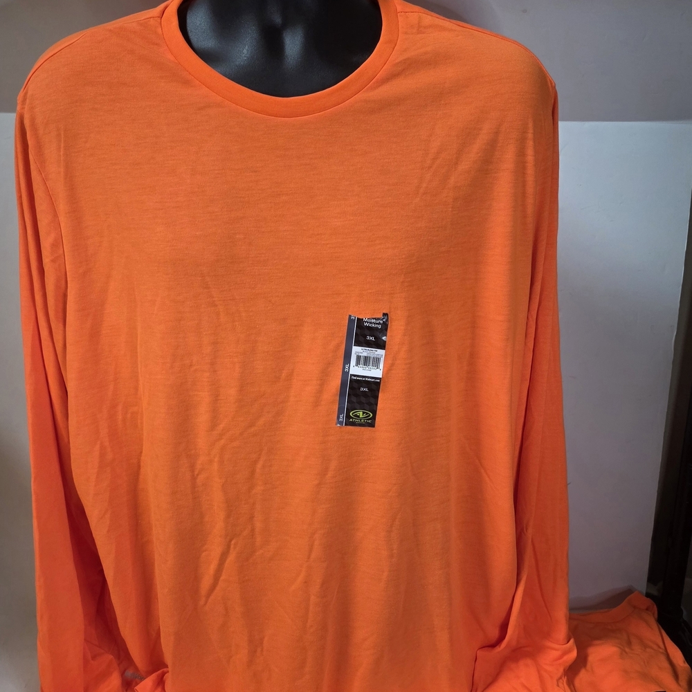Athletic Works Men's Long Sleeve Crew Neck Shirt - Bright Orange Set 9f 2